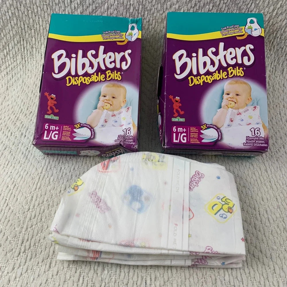 Bibsters Disposable Bibs Unisex 6m+ Multi Sesame Street 40ct Large Leak-Proof